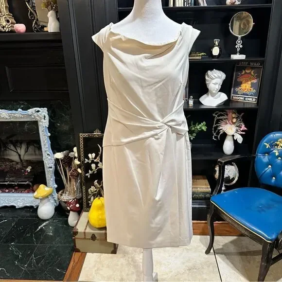 Lauren Ralph Lauren Off-Shoulder Dress – Size 10 – NWT – Mascarpone Cream - Picture 10 of 11